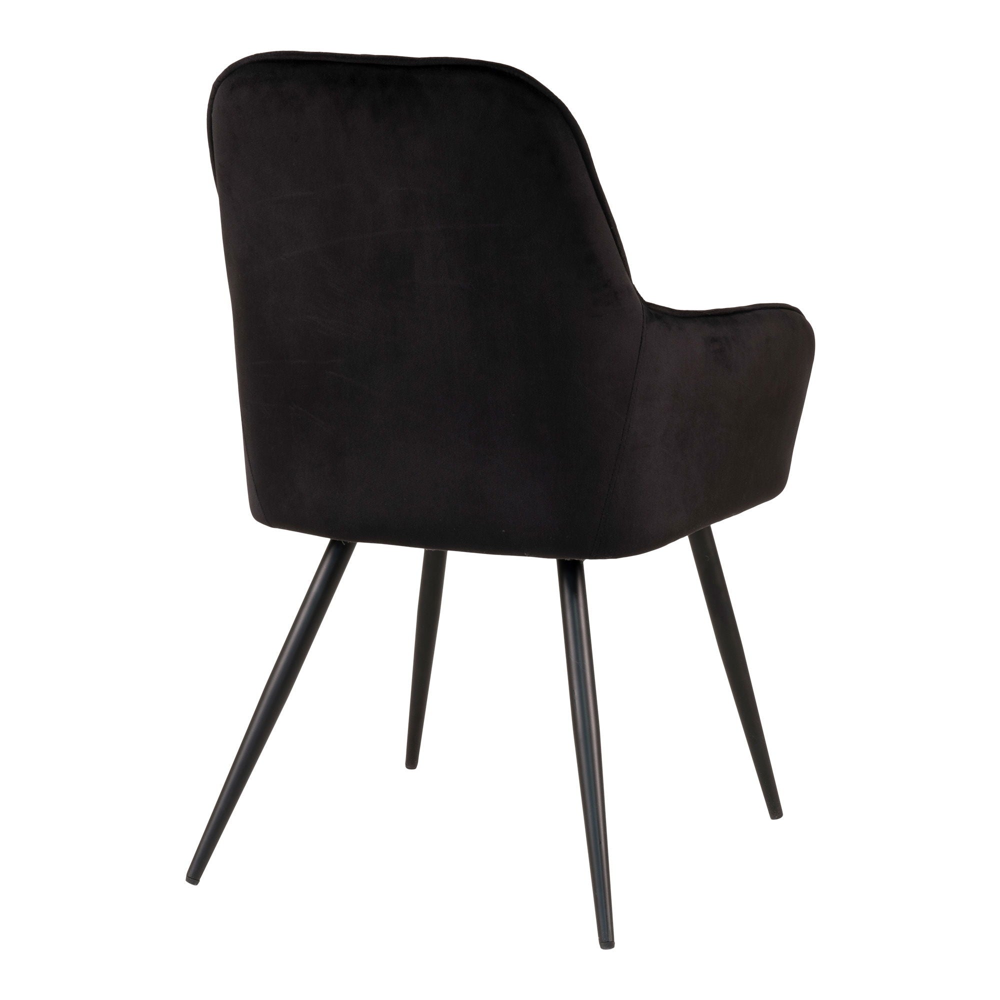 Harbo Esszimmerstuhl 2er Set – Samt, schwarz, schwarze Beine, 65 × 57 × 87 cm